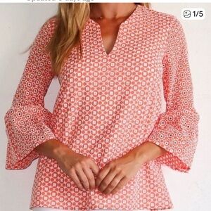 Jude Connally Orange/White Bell Sleeve Carley Blouse